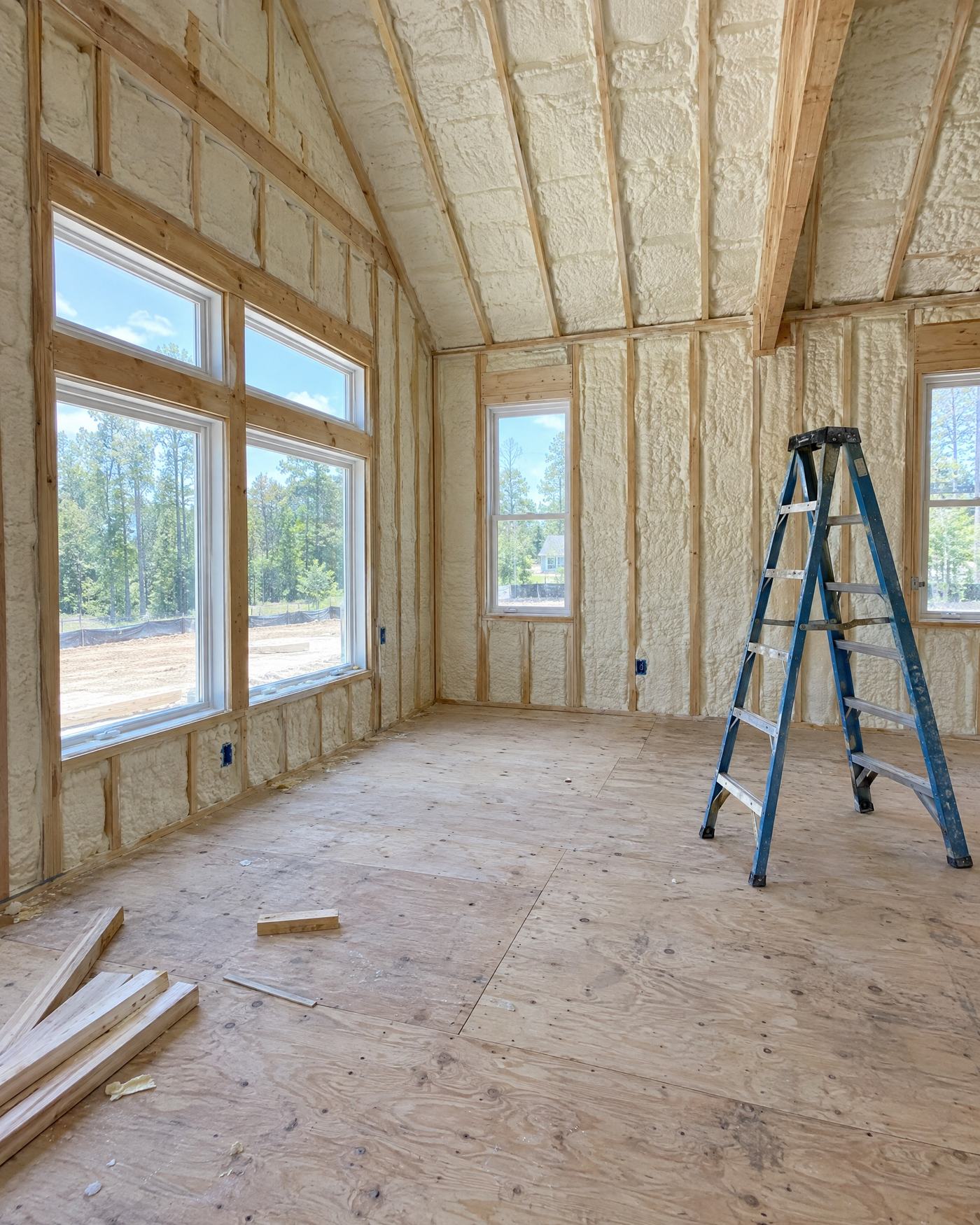 Spray foam insulation in a home in Augusta, ME